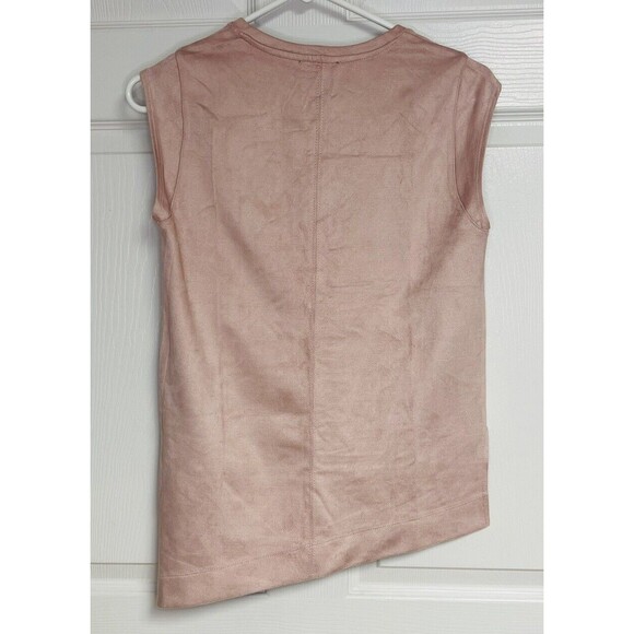 NWT The Limited Top XS Pink Asymmetric Faux Suede Sleeveless Career Casual - Picture 2 of 7